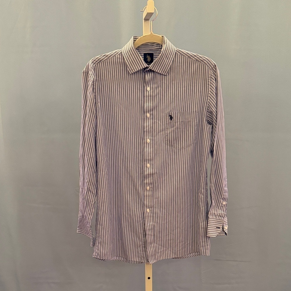 U.S. Polo Assn. Men's Pinstripe Button-Down Shirt - Black and White